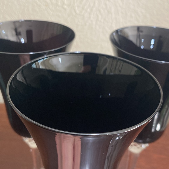 Set of 4, Discontinued, Black Diamond Blown Glass Goblets. - Picture 2 of 6